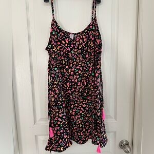 No Boundaries Swim Cover-Up – Neon Leopard Print w/ Tassels – Women's Sz Large